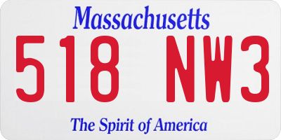 MA license plate 518NW3