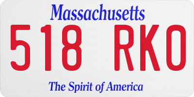 MA license plate 518RK0