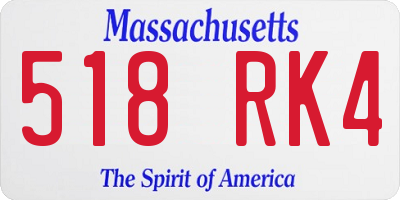 MA license plate 518RK4