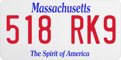 MA license plate 518RK9