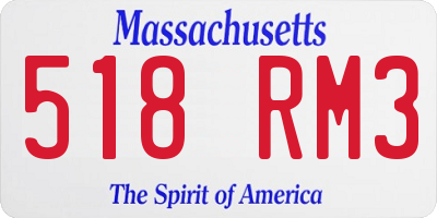 MA license plate 518RM3