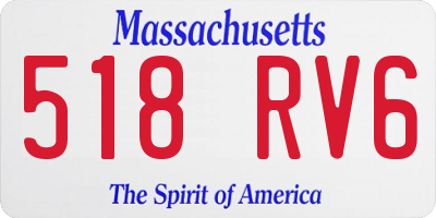 MA license plate 518RV6