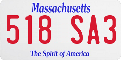 MA license plate 518SA3