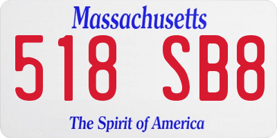 MA license plate 518SB8