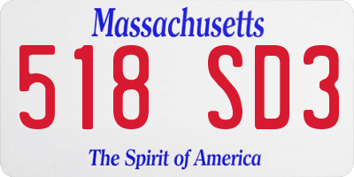 MA license plate 518SD3