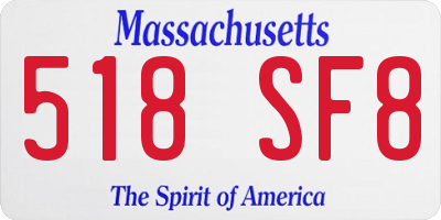 MA license plate 518SF8