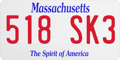 MA license plate 518SK3