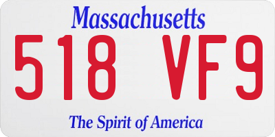 MA license plate 518VF9