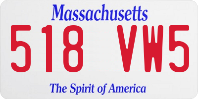 MA license plate 518VW5