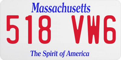 MA license plate 518VW6