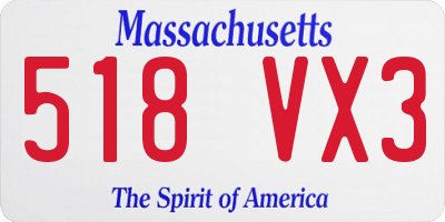 MA license plate 518VX3
