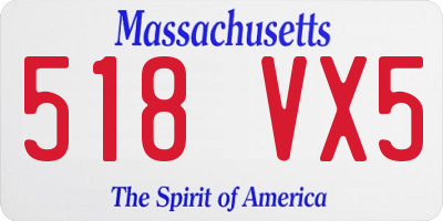 MA license plate 518VX5
