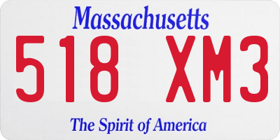 MA license plate 518XM3