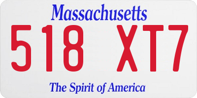 MA license plate 518XT7