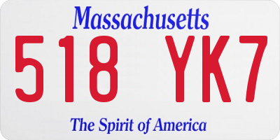 MA license plate 518YK7