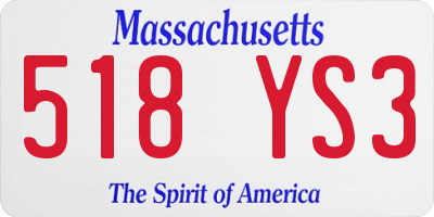 MA license plate 518YS3