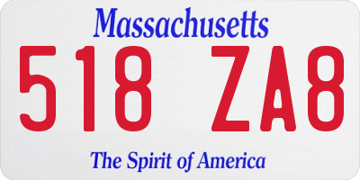 MA license plate 518ZA8