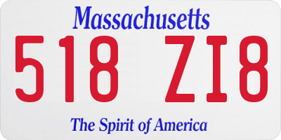 MA license plate 518ZI8