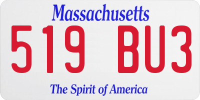MA license plate 519BU3