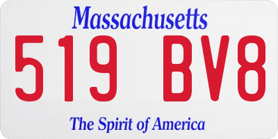 MA license plate 519BV8