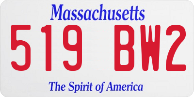 MA license plate 519BW2