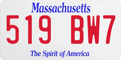 MA license plate 519BW7