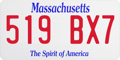MA license plate 519BX7