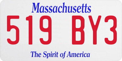 MA license plate 519BY3