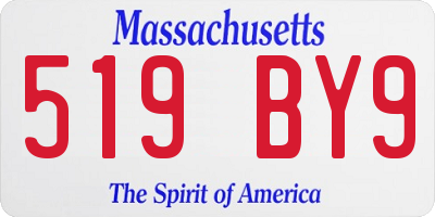 MA license plate 519BY9