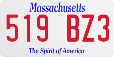 MA license plate 519BZ3