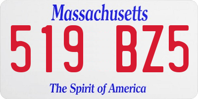 MA license plate 519BZ5
