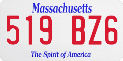 MA license plate 519BZ6