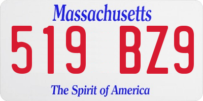 MA license plate 519BZ9