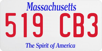 MA license plate 519CB3