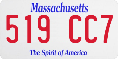 MA license plate 519CC7