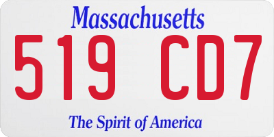 MA license plate 519CD7