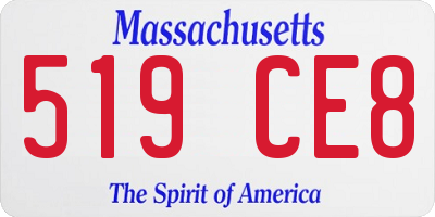 MA license plate 519CE8