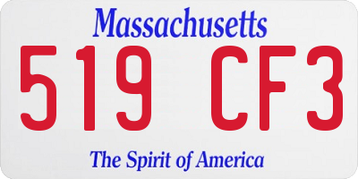 MA license plate 519CF3