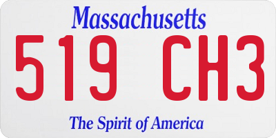 MA license plate 519CH3