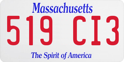 MA license plate 519CI3