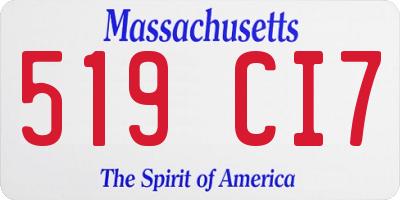 MA license plate 519CI7