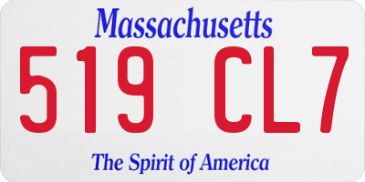 MA license plate 519CL7