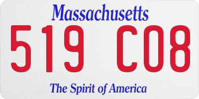 MA license plate 519CO8