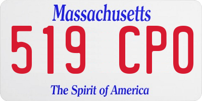 MA license plate 519CP0