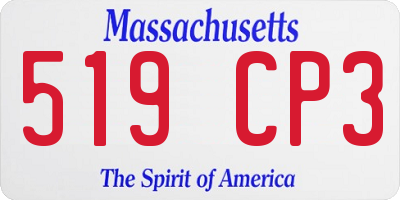 MA license plate 519CP3