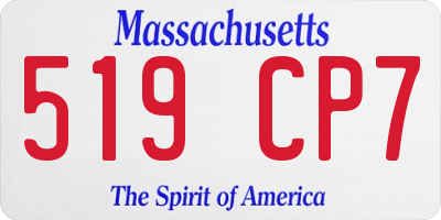 MA license plate 519CP7