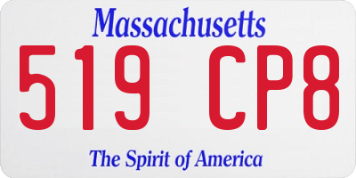 MA license plate 519CP8