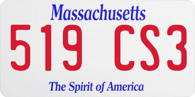 MA license plate 519CS3