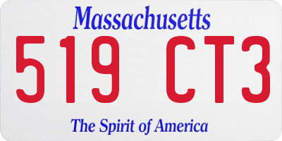 MA license plate 519CT3