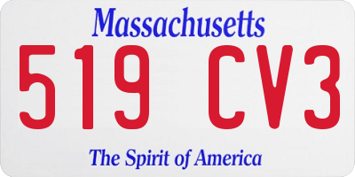 MA license plate 519CV3